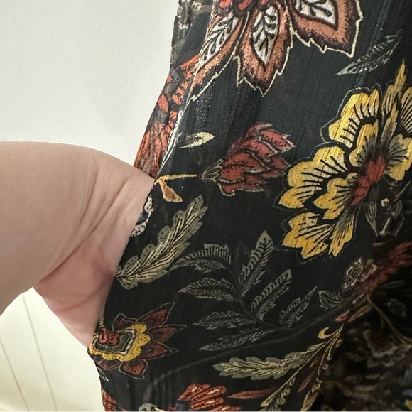 Frye & Co. Women’s Long Sleeve Black Floral Boho Flowy V Neck Dress Sz XXL GUC - Picture 6 of 11